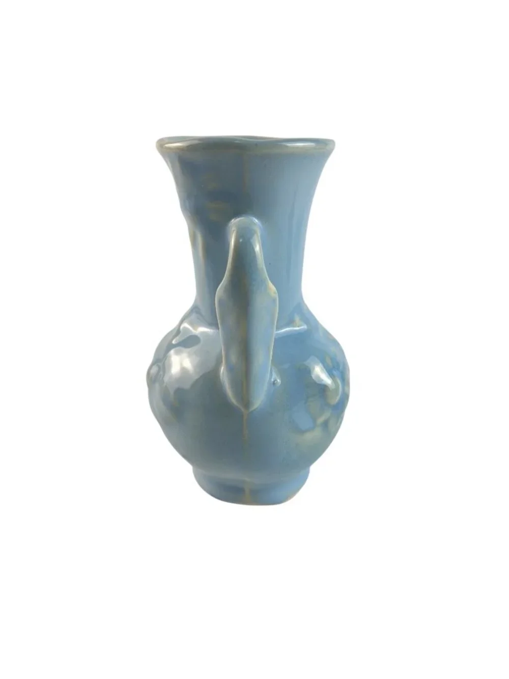 Vintage Shawnee Pottery Daisy Bud Vase, Pastel Blue Embossed Ceramic, 5